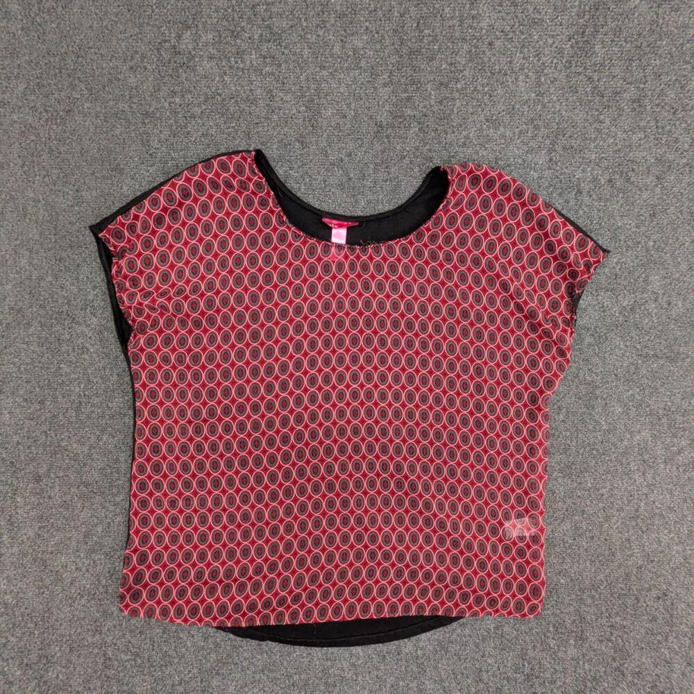 Mix & Co Top Womens XL Red Black Geometric Print Short Sleeve Pullover Blouse